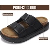 image:imageProject Cloud 100 Genuine Leather Platform Sandals Women Greecechunky  Wedge Chunky Sandals for Women Memory Foam Insole Cork Footbed Women Sandals Lightweight Non Slip Comfortable Casual FootwearBlack Mono