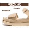 image:imageProject Cloud 100 Genuine Leather Platform Sandals amp Slides for Women  Memory Foam Insole Sandals Women  Adjustable Straps Non Slip Outsole Wedge Sandals for Women  Comfortable Womens SandalsWheat Suede  Bronzestar