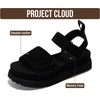image:imageProject Cloud 100 Genuine Leather Platform Sandals amp Slides for Women  Memory Foam Insole Sandals Women  Adjustable Straps Non Slip Outsole Wedge Sandals for Women  Comfortable Womens SandalsBlack Suede  Bronzestar