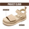 image:imageProject Cloud 100 Genuine Leather Platform Sandals amp Slides for Women  Memory Foam Insole Sandals Women  Adjustable Straps Non Slip Outsole Wedge Sandals for Women  Comfortable Womens SandalsWheat Suede  Bronzestar
