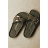 image:imageProject Cloud 100 Genuine Leather Sandals Women Comfortable Womens Slides  Slides for Women Beach Essential Lightweight Footwear with Memory Foam Insole Everyday Summer Sandals for WomenMykonos  Olive Distressed