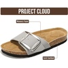 image:imageProject Cloud 100 Genuine Leather Sandals Women Comfortable Womens Slides  Slides for Women Beach Essential Lightweight Footwear with Memory Foam Insole Everyday Summer Sandals for WomenIbiza  Greybigger Buckle