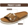 image:imageProject Cloud 100 Genuine Leather Sandals Women Comfortable Womens Slides  Slides for Women Beach Essential Lightweight Footwear with Memory Foam Insole Everyday Summer Sandals for WomenIbiza  Cognacbigger Buckle