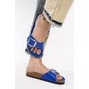 image:imageProject Cloud 100 Genuine Leather Sandals Women Comfortable Womens Slides  Slides for Women Beach Essential Lightweight Footwear with Memory Foam Insole Everyday Summer Sandals for WomenMykonos  Cobalt