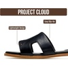 image:imageProject Cloud 100 Genuine Leather Sandals Women Flats For Women Jannel  Sandals for Women Fashion Flat Womens Sandals with Memory Foam Insole Slides Sandals Footwear Mules Womens SandalsBlack