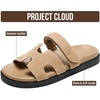 image:imageProject Cloud 100 Genuine Leather Sandals Women amp Slides for Women Mayvy  Plush Soft Insole Water Resistant Beach Footwear  Stylish Womens Slides Comfortable Women Sandals  NonSlip OutsoleBeige Sable
