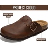 image:imageProject Cloud 100 Genuine Leather Slipons Footbed Clogs for Women Sandals  Memory Foam Arch Support Slippers for Women Trendy Slipons Womens Mules amp Clogs Sandals NonSlip Outsole for comfortBrown Distressed