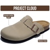 image:imageProject Cloud 100 Genuine Leather Slipons Footbed Clogs for Women Sandals  Memory Foam Arch Support Slippers for Women Trendy Slipons Womens Mules amp Clogs Sandals NonSlip Outsole for comfortBeige Leather