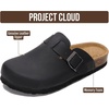 image:imageProject Cloud 100 Genuine Leather Slipons Footbed Clogs for Women Sandals  Memory Foam Arch Support Slippers for Women Trendy Slipons Womens Mules amp Clogs Sandals NonSlip Outsole for comfortBlack Distressed
