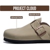 image:imageProject Cloud 100 Genuine Leather Slipons Footbed Clogs for Women Sandals  Memory Foam Arch Support Slippers for Women Trendy Slipons Womens Mules amp Clogs Sandals NonSlip Outsole for comfortBeige Leather