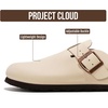 image:imageProject Cloud 100 Genuine Leather Slipons Footbed Clogs for Women Sandals  Memory Foam Arch Support Slippers for Women Trendy Slipons Womens Mules amp Clogs Sandals NonSlip Outsole for comfortOffwhite