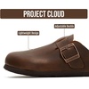 image:imageProject Cloud 100 Genuine Leather Slipons Footbed Clogs for Women Sandals  Memory Foam Arch Support Slippers for Women Trendy Slipons Womens Mules amp Clogs Sandals NonSlip Outsole for comfortBrown Distressed
