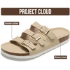 image:imageProject Cloud 100 Genuine Leather Summer Slide Sandals for Women Capri  Summer Memory Foam amp Cork Footbed Beach Vacation Essentials Womens Sandals Comfortable Lightweight Slides for Women FootwearBeige Leather