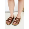 image:imageProject Cloud 100 Genuine Leather Summer Slide Sandals for Women Capri  Summer Memory Foam amp Cork Footbed Beach Vacation Essentials Womens Sandals Comfortable Lightweight Slides for Women FootwearCognac