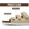 image:imageProject Cloud 100 Genuine Leather Summer Slide Sandals for Women Capri  Summer Memory Foam amp Cork Footbed Beach Vacation Essentials Womens Sandals Comfortable Lightweight Slides for Women FootwearBeige Leather