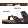 image:imageProject Cloud 100 Genuine Leather Womens Sandals Slides for Women Lian  Sandals Women Memory Foam Insole Cork Footbed Non Slip Sandals for Women Lightweight Beach Vacation Summer Essentials ComfortBlack