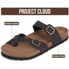 image:imageProject Cloud 100 Genuine Leather Womens Sandals Slides for Women Lian  Sandals Women Memory Foam Insole Cork Footbed Non Slip Sandals for Women Lightweight Beach Vacation Summer Essentials ComfortBlack