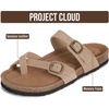 image:imageProject Cloud 100 Genuine Leather Womens Sandals Slides for Women Lian  Sandals Women Memory Foam Insole Cork Footbed Non Slip Sandals for Women Lightweight Beach Vacation Summer Essentials ComfortChestnut