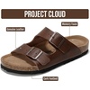 image:imageProject Cloud 100 Genuine Leather Womens Sandals Slides for Women Venita  Cork Footbed Sandals for Women with Memory Foam and Arch Support Vacation Essentials Slides Women Footwear Flat SandalsBrown Distressed