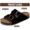 image:imageProject Cloud 100 Genuine Leather Womens Sandals Slides for Women Venita  Cork Footbed Sandals for Women with Memory Foam and Arch Support Vacation Essentials Slides Women Footwear Flat SandalsBlack Suede