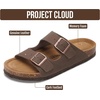 image:imageProject Cloud 100 Genuine Leather Womens Sandals Slides for Women Venita  Cork Footbed Sandals for Women with Memory Foam and Arch Support Vacation Essentials Slides Women Footwear Flat SandalsMocha Leather