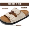 image:imageProject Cloud Kids Sandals 100 Genuine Leather Slides for Boys amp Girls  Natural Cork Footbed Non Slip Lightweight Water Resistant Sandals  Beach Footwear Sandals for Kids  Comfortable Kids SlidesCream Leather