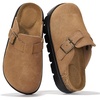 image:imageProject Cloud Kids 100 Genuine Leather Clogs amp Mules Little BentonChunky  Cork Footbed Arch Support Non Slip Sandals for Girls Comfortable Footwear Travel Everyday Casual Indoor Outdoor Easy WearTan Suede