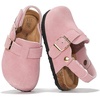 image:imageProject Cloud Kids 100 Genuine Leather Non Slip Clogs with Cork Footbed  Memory Foam Insole Arch Support Sandals for Boys amp Girls Slippers Comfortable Casual Everyday Indoor Outdoor Home FootwearPink With Back Strap