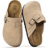 image:imageProject Cloud Kids 100 Genuine Leather Non Slip Clogs with Cork Footbed  Memory Foam Insole Arch Support Sandals for Boys amp Girls Slippers Comfortable Casual Everyday Indoor Outdoor Home FootwearStone Suede
