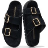 image:imageProject Cloud NonSlip Summer Slides for Women amp Lightweight Womens Sandals  Plush Soft Insole Lightweight Flat Sandals  NonSlip Outsole Soft amp Plush Insole Casual Footwear  Summer Slides for WomenLanura Black Suede