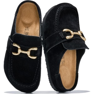image:imageProject Cloud 100 Genuine Leather Clogs for Women NonSlip Loafers Holly  Slip On with Natural Cork Footbed Insole Loafers for Women  Non Slip and Lighweight Clogs amp Mules for Women FootwearBlack Suede