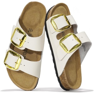 image:imageProject Cloud 100 Genuine Leather Footbed Sandals for Women Santorini  Comfortable Beach Essentials Womens Sandals Plush Memory Foam Cushioning Vacation Essentials Slides for Women FootwearWhite Leather