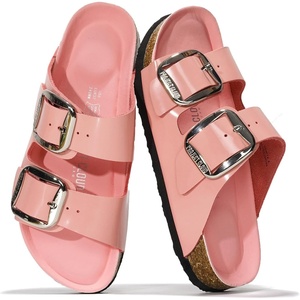 image:imageProject Cloud 100 Genuine Leather Footbed Sandals for Women Santorini  Comfortable Beach Essentials Womens Sandals Plush Memory Foam Cushioning Vacation Essentials Slides for Women FootwearPink Patent