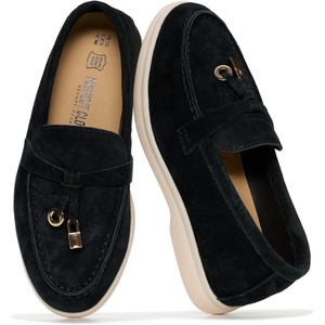 image:imageProject Cloud 100 Genuine Leather Girls Loafers amp Kids Shoes Little Iris  Lightweight Shoes for Girls Slip Resistant Loafers for Kids Memory Foam Insole Youth Footwear Easy Slip On Casual School WearBlack Suede