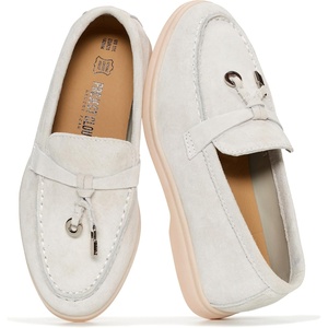 image:imageProject Cloud 100 Genuine Leather Girls Loafers amp Kids Shoes Little Iris  Lightweight Shoes for Girls Slip Resistant Loafers for Kids Memory Foam Insole Youth Footwear Easy Slip On Casual School WearLight Grey Suede