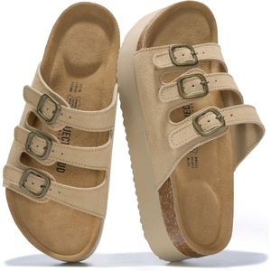 image:imageProject Cloud 100 Genuine Leather Platform Sandals Women Footwear  Comfortable Womens Slides Memory Foam Insole  Non Slip WaterResistant 3Strap Wedge Sandals for Women 2026Nude