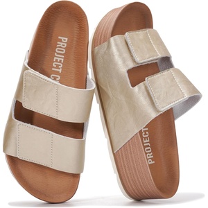 image:imageProject Cloud 100 Genuine Leather Platform Sandals Women Summer Wedges  100 Genuine Leather Plush Soft Insole Lightweight NonSlip Sole Beach Essentials Summer Wedge Sandals for WomenMetallic Gold Leather