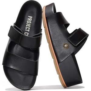 image:imageProject Cloud 100 Genuine Leather Platform Sandals Women Summer Wedges  100 Genuine Leather Plush Soft Insole Lightweight NonSlip Sole Beach Essentials Summer Wedge Sandals for WomenBlackleather