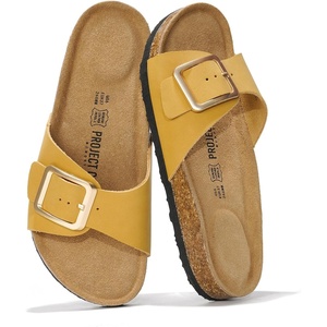 image:imageProject Cloud 100 Genuine Leather Sandals Women Comfortable Womens Slides  Slides for Women Beach Essential Lightweight Footwear with Memory Foam Insole Everyday Summer Sandals for WomenIbiza  Mustard