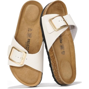 image:imageProject Cloud 100 Genuine Leather Sandals Women Comfortable Womens Slides  Slides for Women Beach Essential Lightweight Footwear with Memory Foam Insole Everyday Summer Sandals for WomenIbiza  Ivory