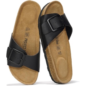image:imageProject Cloud 100 Genuine Leather Sandals Women Comfortable Womens Slides  Slides for Women Beach Essential Lightweight Footwear with Memory Foam Insole Everyday Summer Sandals for WomenIbiza  Black