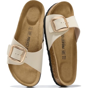 image:imageProject Cloud 100 Genuine Leather Sandals Women Comfortable Womens Slides  Slides for Women Beach Essential Lightweight Footwear with Memory Foam Insole Everyday Summer Sandals for WomenMykonos  Cream