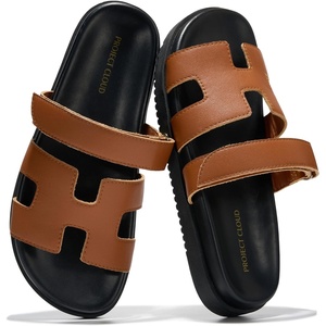 image:imageProject Cloud 100 Genuine Leather Sandals Women amp Slides for Women Mayvy  Plush Soft Insole Water Resistant Beach Footwear  Stylish Womens Slides Comfortable Women Sandals  NonSlip OutsoleCognac