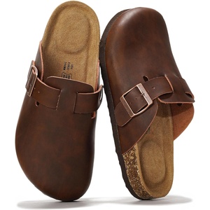 image:imageProject Cloud 100 Genuine Leather Slipons Footbed Clogs for Women Sandals  Memory Foam Arch Support Slippers for Women Trendy Slipons Womens Mules amp Clogs Sandals NonSlip Outsole for comfortBrown Distressed
