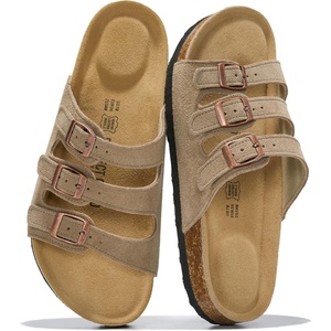 image:imageProject Cloud 100 Genuine Leather Summer Slide Sandals for Women Capri  Summer Memory Foam amp Cork Footbed Beach Vacation Essentials Womens Sandals Comfortable Lightweight Slides for Women FootwearTaupe Suede