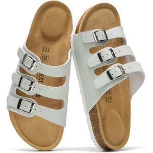image:imageProject Cloud 100 Genuine Leather Summer Slide Sandals for Women Capri  Summer Memory Foam amp Cork Footbed Beach Vacation Essentials Womens Sandals Comfortable Lightweight Slides for Women FootwearMint Leather