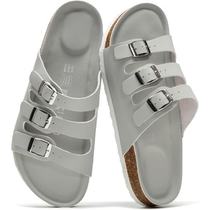 image:imageProject Cloud 100 Genuine Leather Summer Slide Sandals for Women Capri  Summer Memory Foam amp Cork Footbed Beach Vacation Essentials Womens Sandals Comfortable Lightweight Slides for Women FootwearBlue Leather