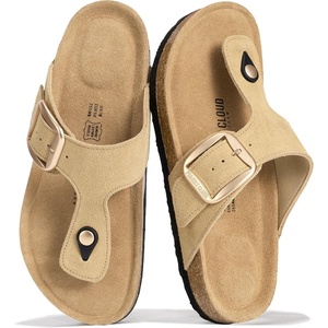image:imageProject Cloud 100 Genuine Leather Thong Sandals amp Flip Flops for Women  Memory Foam Insole Womens Sandals  NonSlip Lightweight Comfortable Beach Footwear and Casual Everyday Summer Sandals WomenCamel Suede  Bigger Buckle