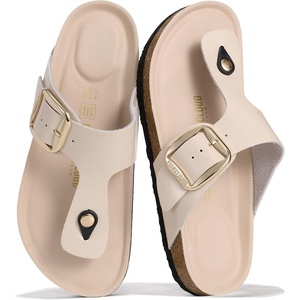 image:imageProject Cloud 100 Genuine Leather Thong Sandals amp Flip Flops for Women  Memory Foam Insole Womens Sandals  NonSlip Lightweight Comfortable Beach Footwear and Casual Everyday Summer Sandals WomenCream  Bigger Buckle