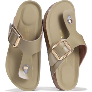 image:imageProject Cloud 100 Genuine Leather Thong Sandals amp Flip Flops for Women  Memory Foam Insole Womens Sandals  NonSlip Lightweight Comfortable Beach Footwear and Casual Everyday Summer Sandals WomenOlive  Bigger Buckle
